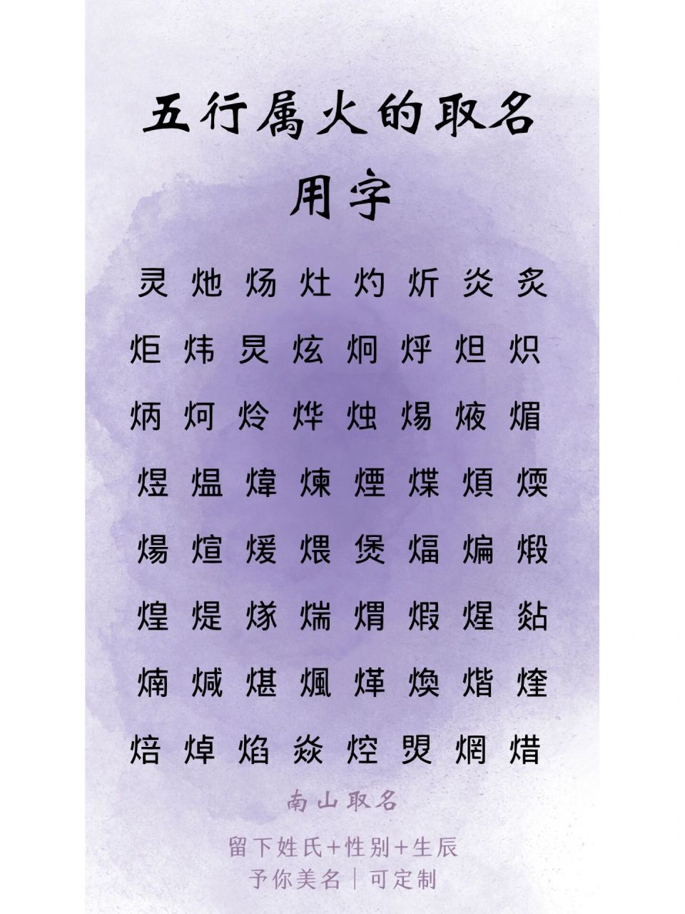 五行属火字有哪些